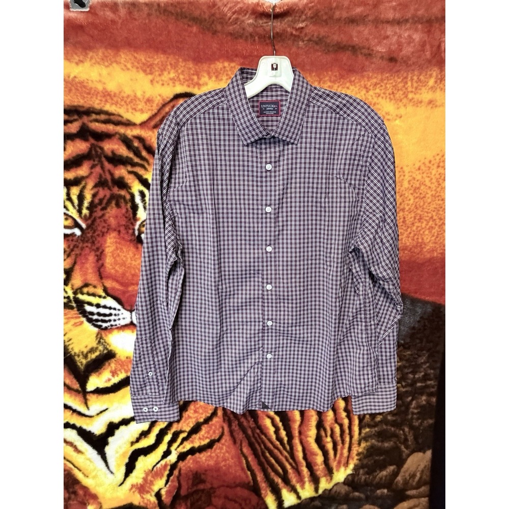 UNTUCKit Men's Long Sleeve Nylon Stretch Button Up Plaid Shirt Size M Vigneti